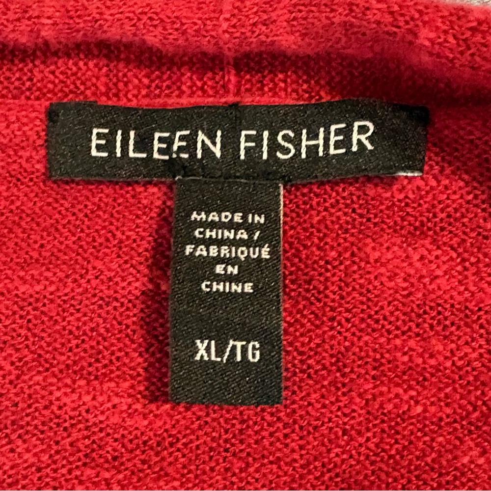 Eileen Fisher Linen Cotton Red Open Cardigan - Size XL Organic Cranberry Red - Picture 3 of 9